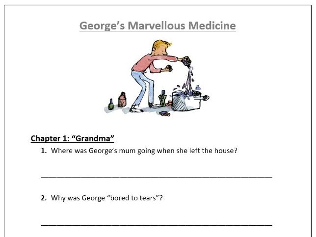 Reading Comprehension George's Marvellous Medicine (Questions and