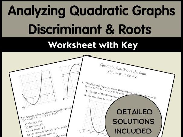 Analyzing Quadratic Graphs: Discriminant & Roots Worksheet with Key
