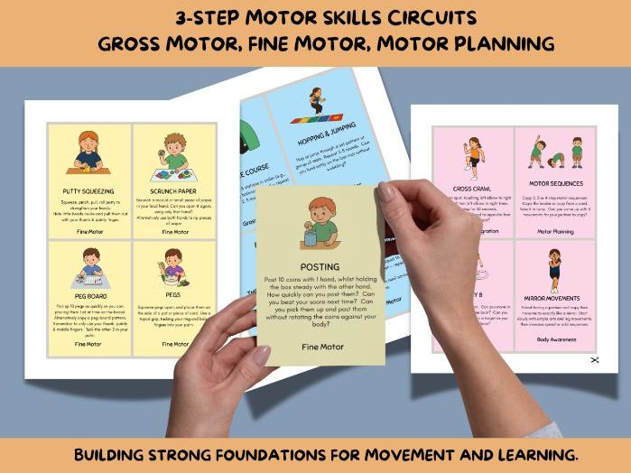 3-Step Gross & Fine Motor Circuit Cards | Occupational Therapy Universal Support