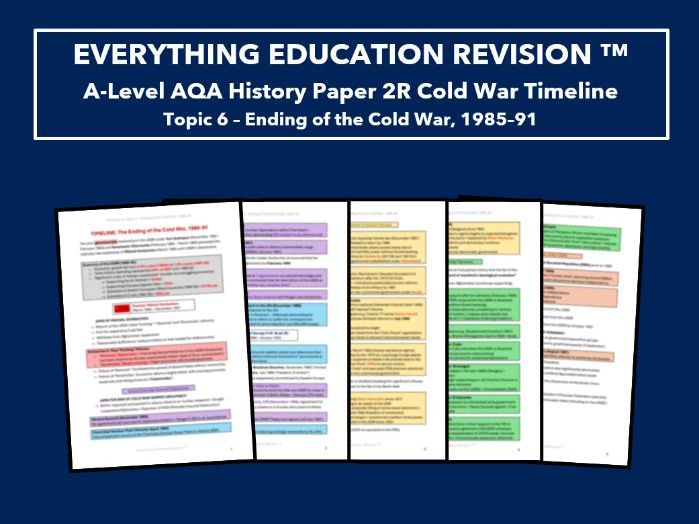 A-Level AQA History Timeline for Paper 2R Topic 6 – Ending of the Cold War, 1985–91