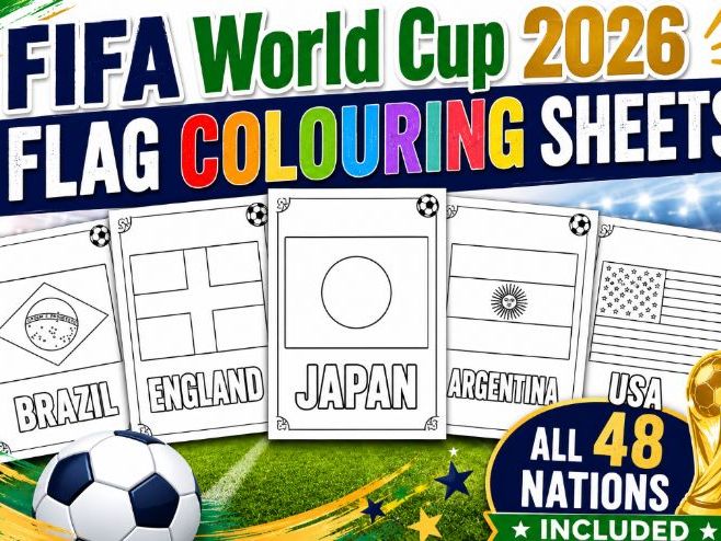 FIFA World Cup 2026 Flag Colouring Sheets – All 48 Nations + Colour Key