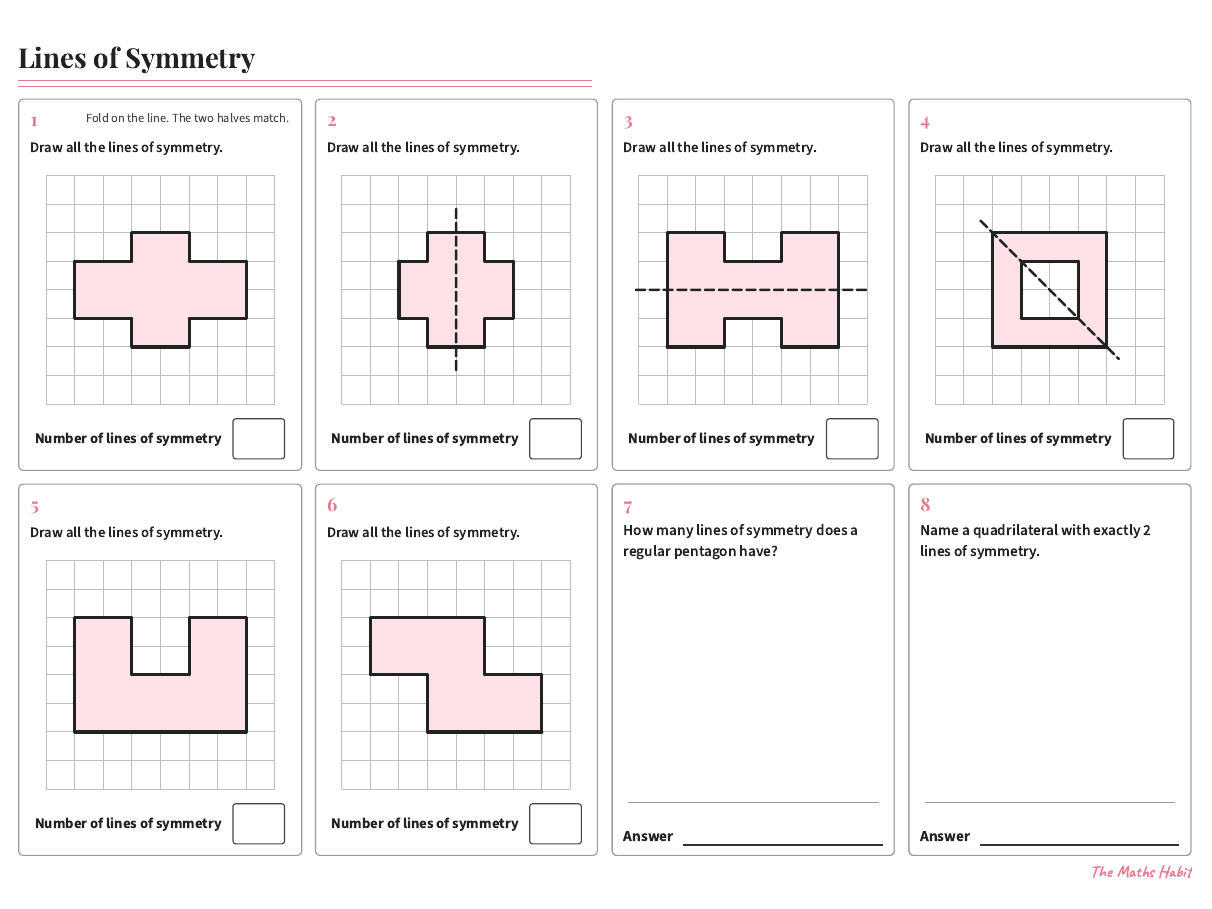 Lines of Symmetry Worksheet GCSE Maths