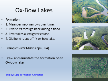 AQA GCSE Geography River erosion and deposition landforms
