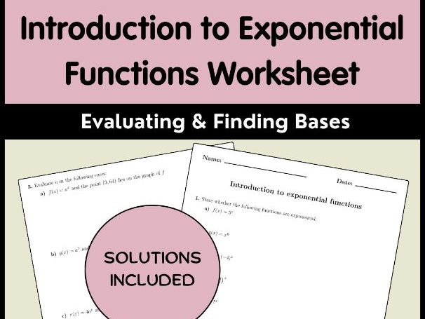 Introduction to Exponential Functions Worksheet | Evaluating & Finding Bases