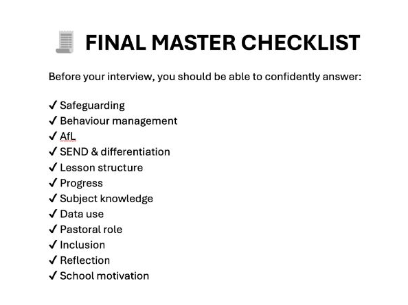 ECT Teaching Interview Checklist