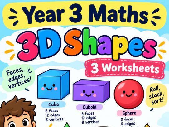 Year 3 Maths – 3D Shapes | 3 Printable Worksheets
