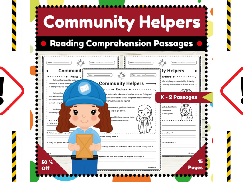 Community Helpers Comprehension Reading Passages for K-2 and Young Learners