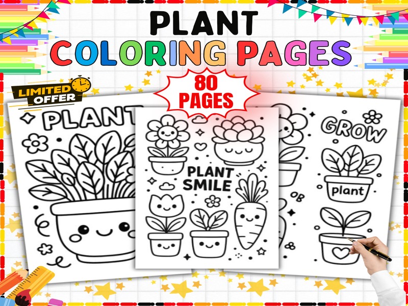Plant Coloring Pages | 80 Sheets | Succulents Pots and Garden Printables