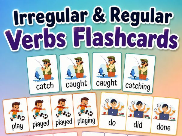 Irregular Verbs Flashcards – 3 Forms + -ing | Speaking & Memory Game for ESL