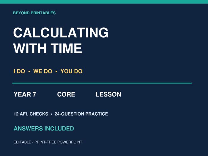 Calculating with Time | Year 7 Core | I Do–We Do–You Do PowerPoint Lesson