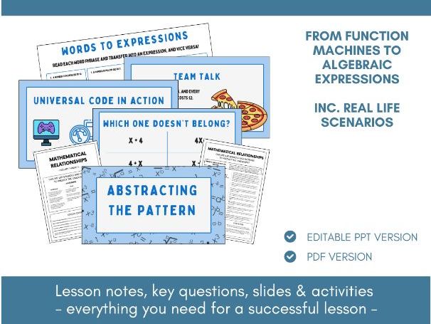 Introduction to Algebraic Expressions | Lesson Notes, Slides & Activities