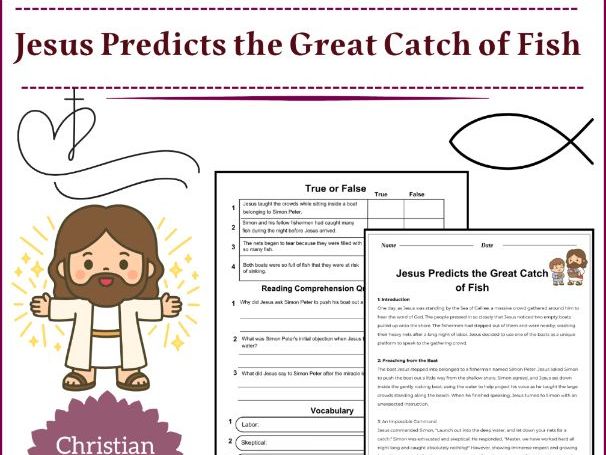Jesus Predicts the Great Catch of Fish Reading Comprehension Passages & Questions worksheet