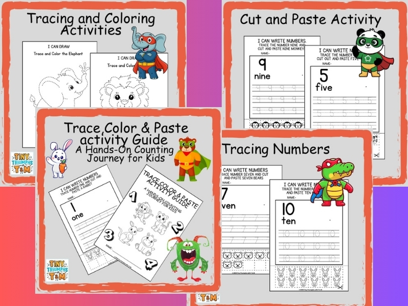 Trace, Color & Paste activity Guide
