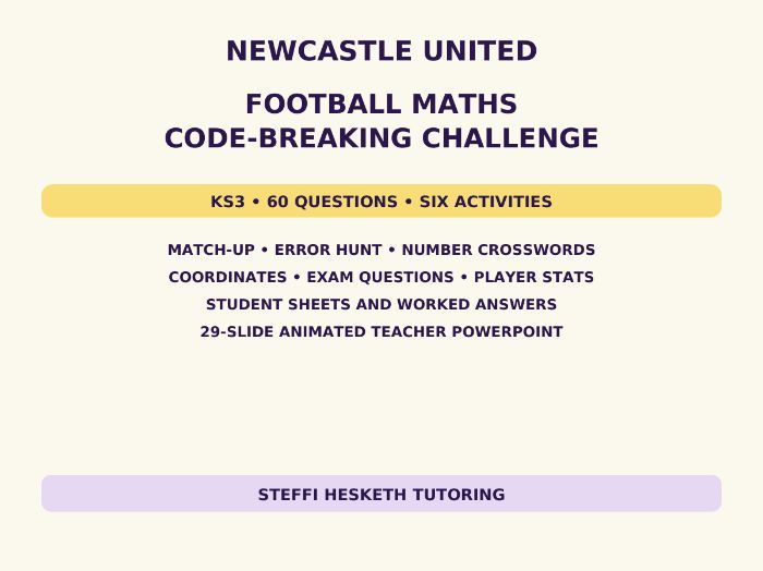 Newcastle United Football Maths Code-Breaking Challenge – KS3