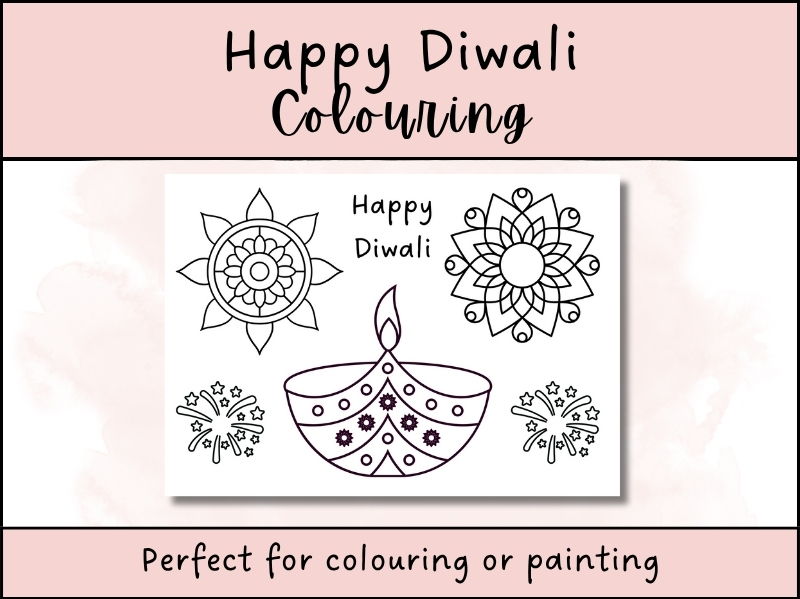 Diwali Rangoli Diya Lamp Colouring
