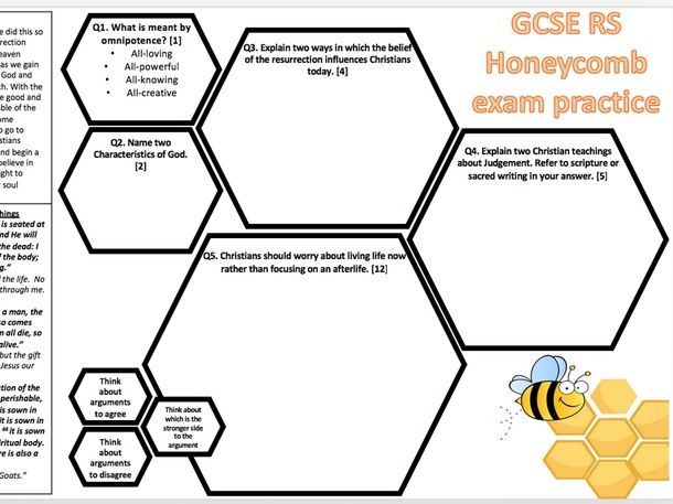 AQA RS New Spec 9-1 Christian Beliefs Exam Questions planning sheet