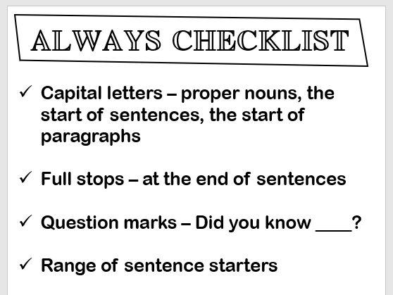 Writing Always Checklist