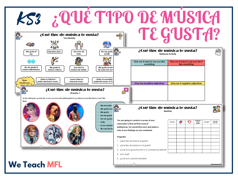 ¿Qué tipo de música te gusta? – KS3 Spanish Music Preferences Lesson Pack