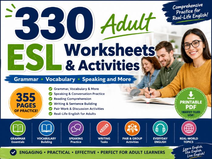 330 ESL Worksheets: Beginners - Intermediate