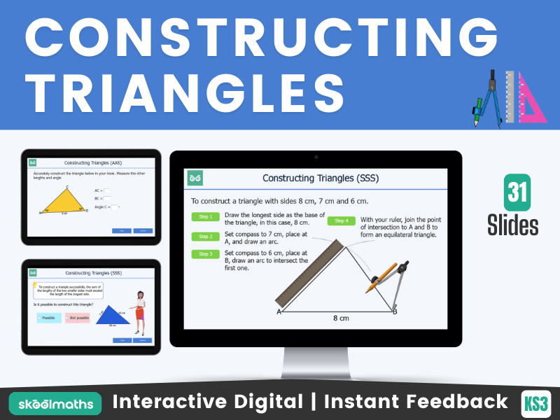 Constructing Triangles - KS3 Digital Maths Lesson Bundle and Activities