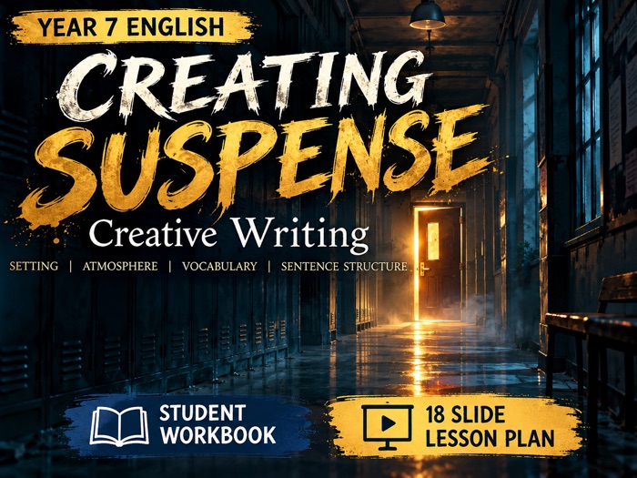 Creating Suspense : Year 7 Creative Writing Lesson plan & Workbook