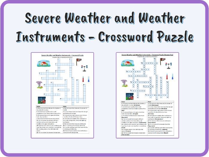 Severe Weather and Weather Instruments - Crossword Puzzle, PDF, Earth Science