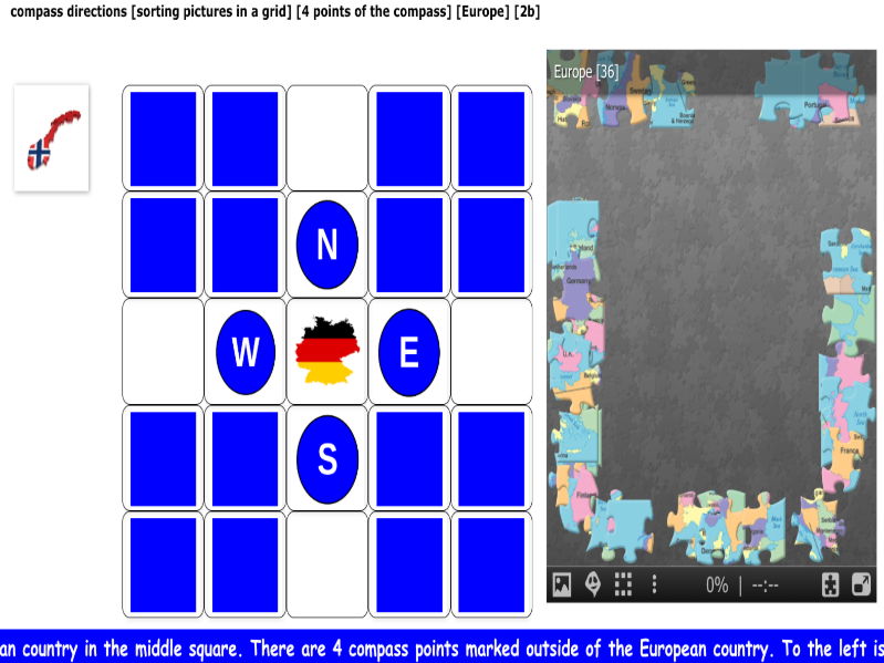 compass directions [sorting pictures in a grid] [4 points of the compass] [Europe] [2b]
