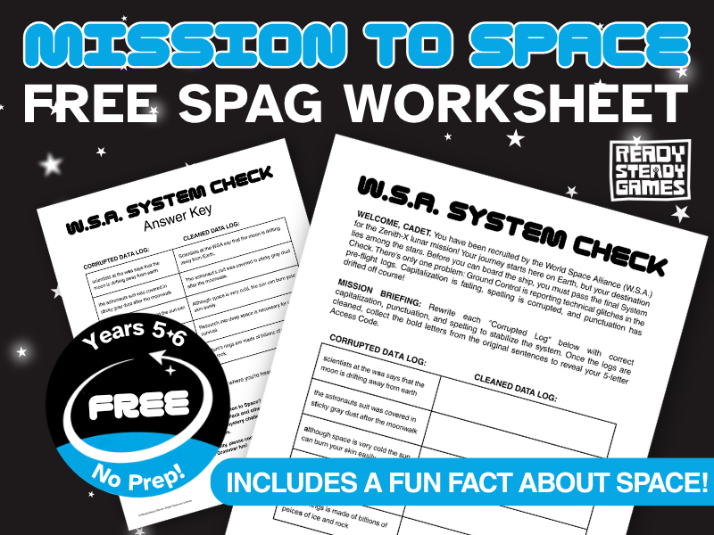 FREE KS2 SPaG Fix the Sentences | Mission to Space | Year 5 and 6