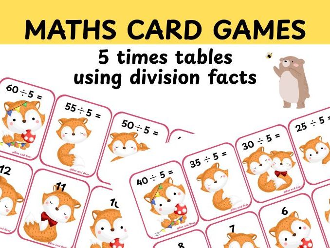 Five times tables division card game