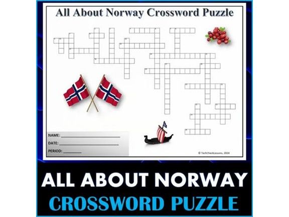 All About Norway - Crossword Puzzle Activity Worksheet