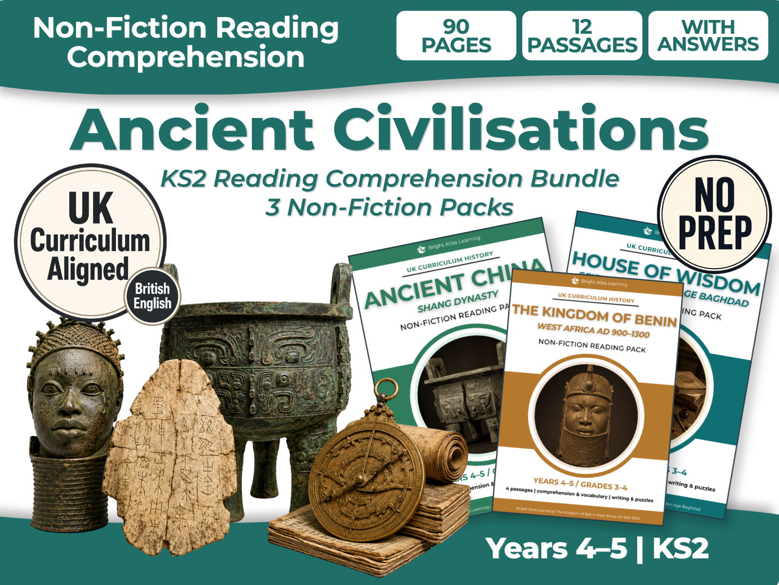 Ancient Civilisations KS2 Reading Comprehension Bundle | 3 Non-Fiction Packs | Years 4–5