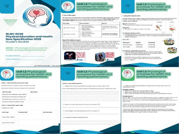 WJEC GCSE  PE & Health (New Spec 2026) Unit 2 - Student Booklet
