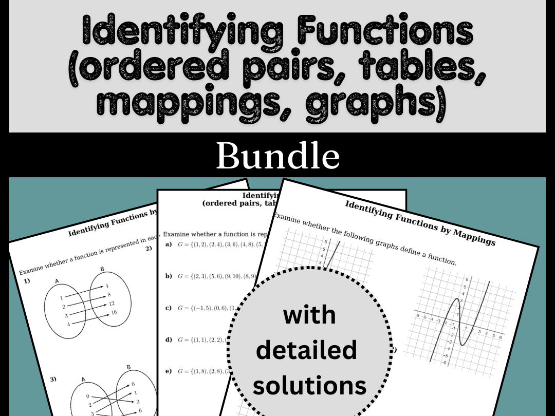 Identifying Functions (ordered pairs, tables, mappings, graphs) Bundle