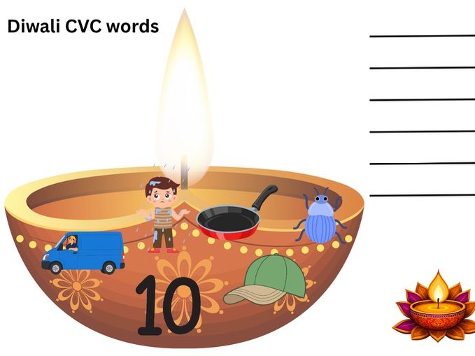 Diwali cvc words sheet
