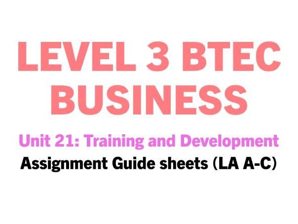 Unit 21: Training and Development **ASSIGNMENT GUIDE HELPSHEETS**