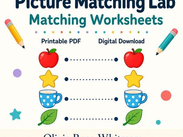 Picture Matching Lab | Matching Worksheets | Printable PDF | Digital Download