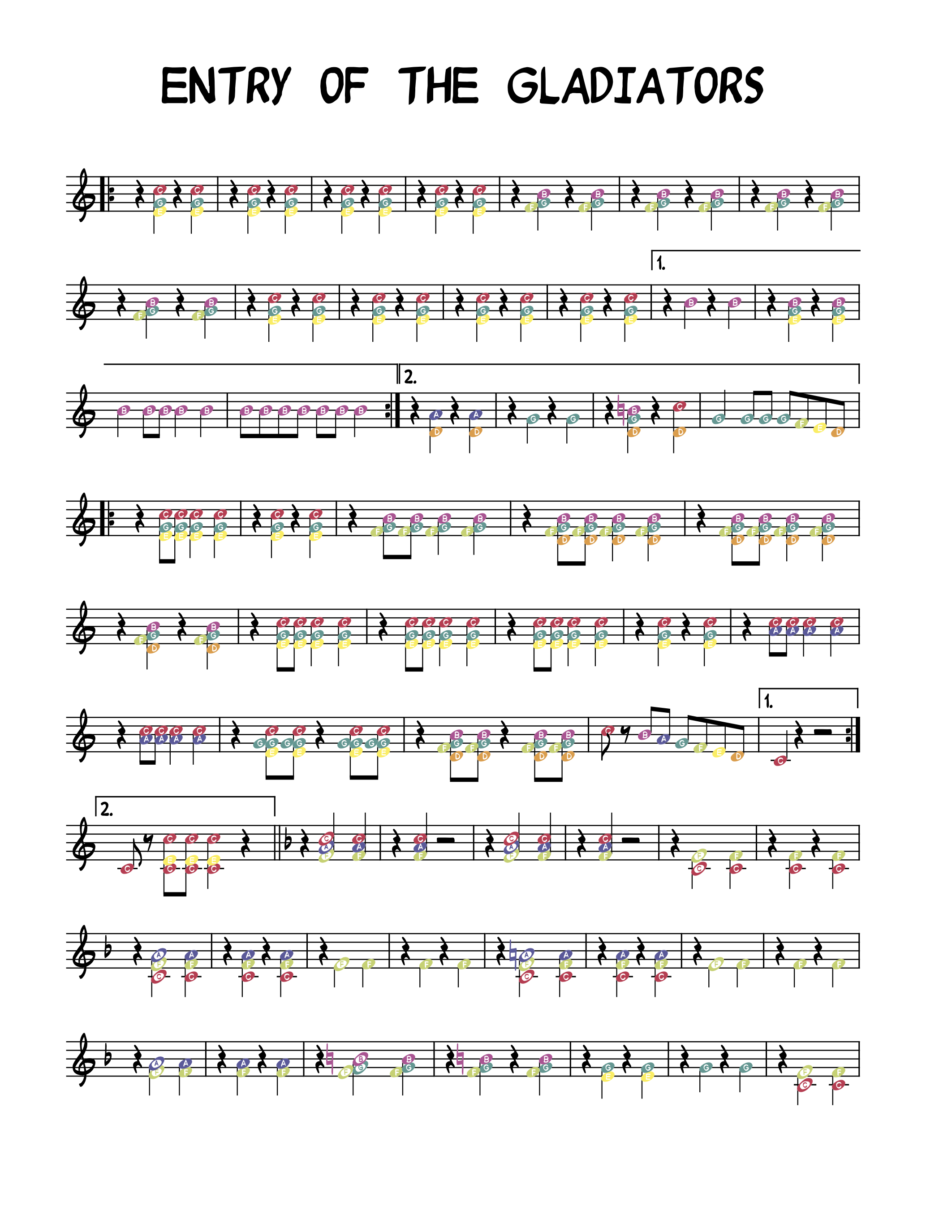 Entry Of The Gladiators By Fu k Boomwhacker Video And Sheet Music 