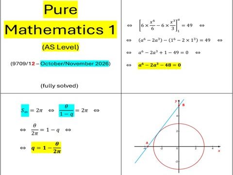 9709/12 – October/November 2026 – Pure Mathematics 1