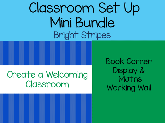 Maths Working Wall & Book Corner Mini Bundle- Bright Stripes