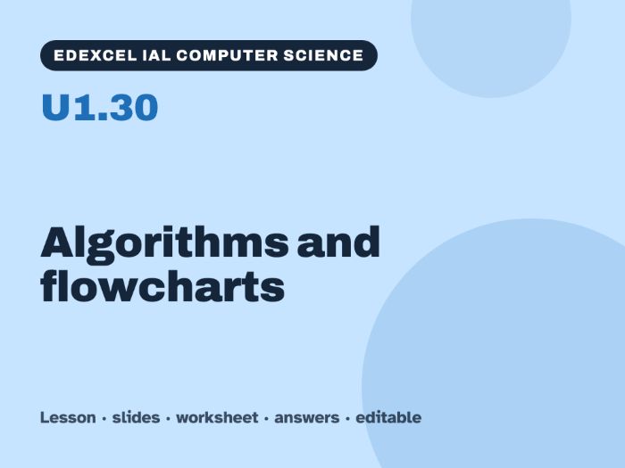 Edexcel IAL Computer Science – U1.30 Algorithms and flowcharts – Lesson & Worksheet
