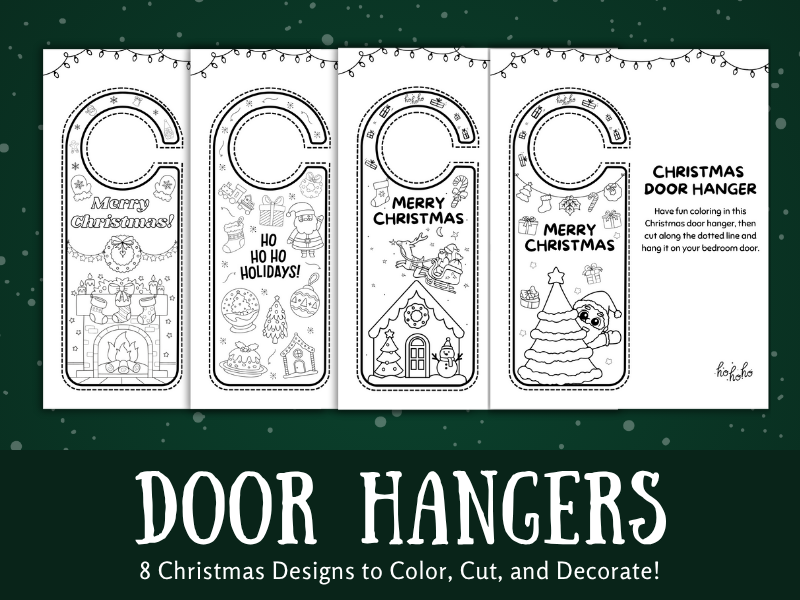 Christmas Door Hangers - A Fun Coloring Page Activity