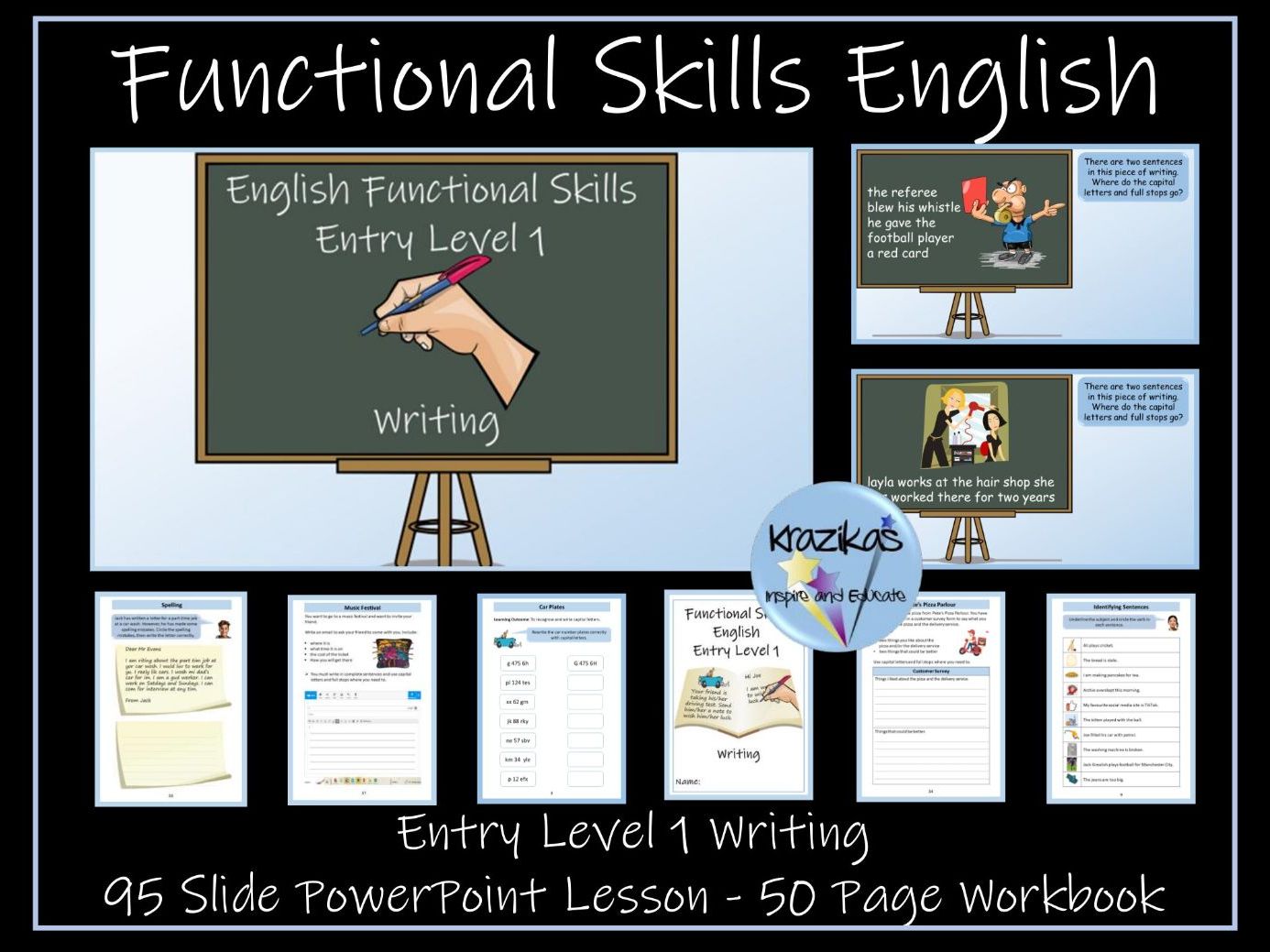 English Functional Skills - Entry Level 1 - Writing Workbook and Powerpoint Lesson