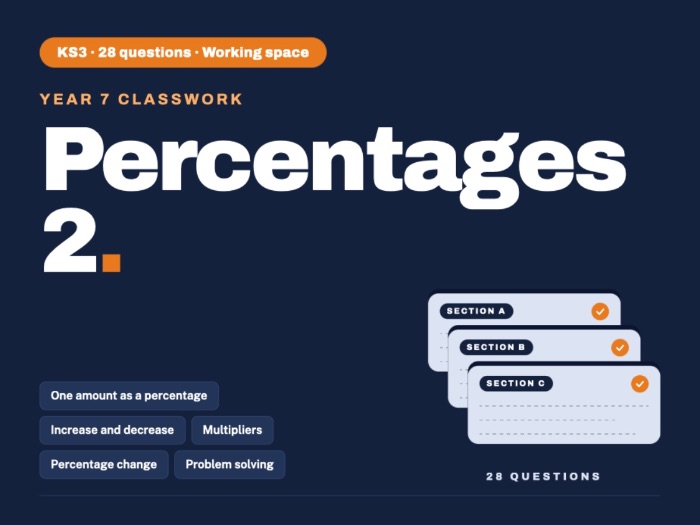 Year 7 Maths | Percentages 2 | Classwork
