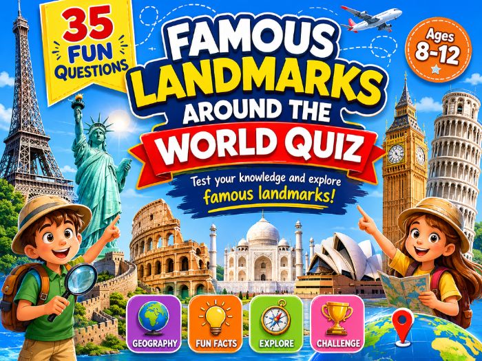 Famous Landmarks Around the World Quiz | 35 Questions for Kids | Geography PowerPoint