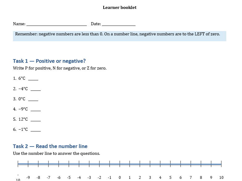 LEVEL 1 FUNCTIONAL SKILLS MATHS NEGATIVE NUMBERS