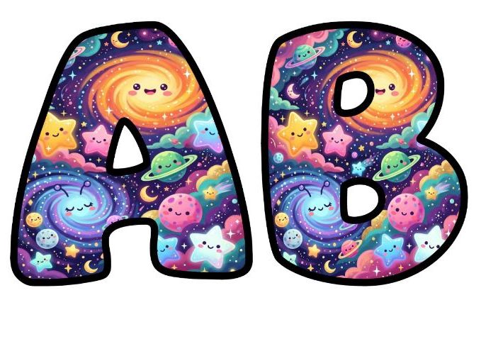 Galaxy Stars Space Bubble Letters | Space Topic Bulletin Board Letters | Classroom Display Pack
