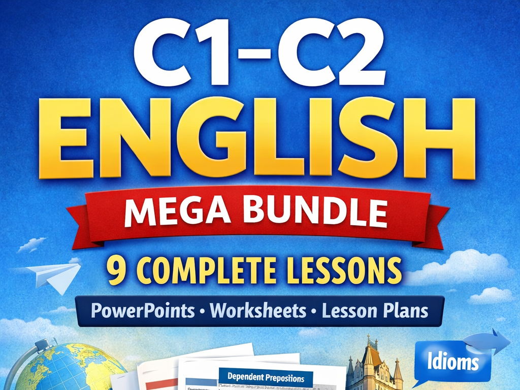 Advanced English C1–C2 Mega Bundle 2026 –2027 9 Complete Lessons with PPTs, Worksheets & Full Plans (Printable · Worksheet + Answers)