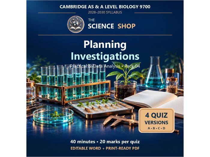 Planning Investigations | Cambridge A Level Biology 9700 | 4 Revision Quizzes