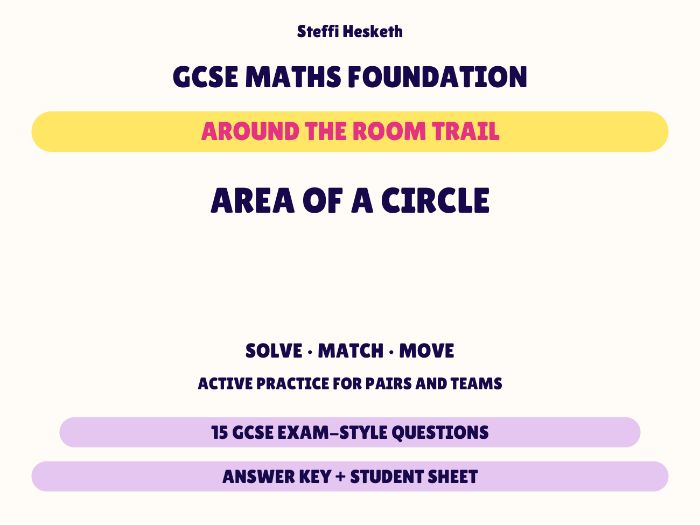 GCSE Foundation Maths Area of a Circle | Around the Room Trail