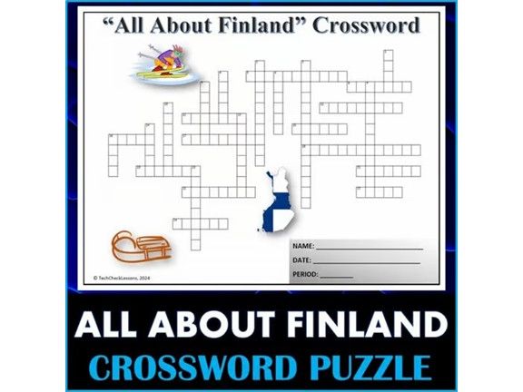 All About Finland - Crossword Puzzle Activity Worksheet